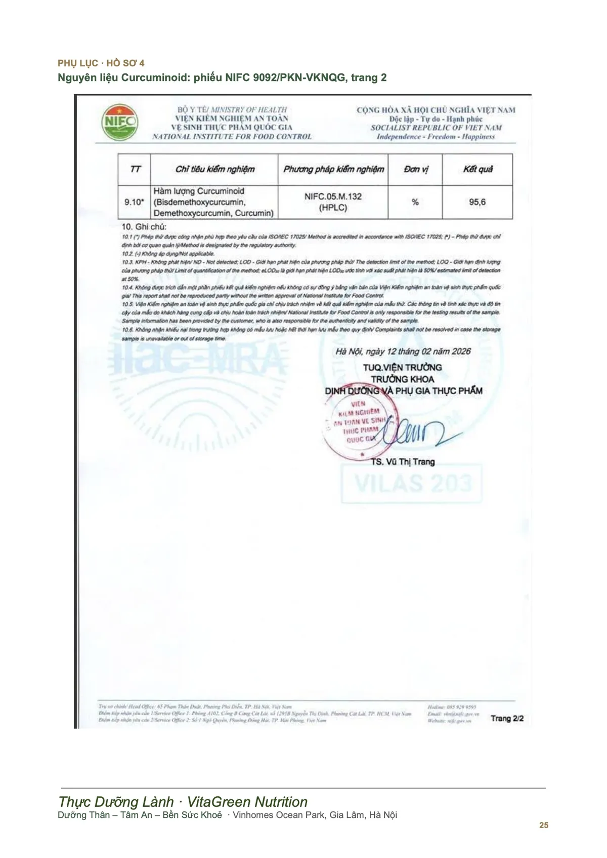 Curcuminoid raw material test report (page 2)