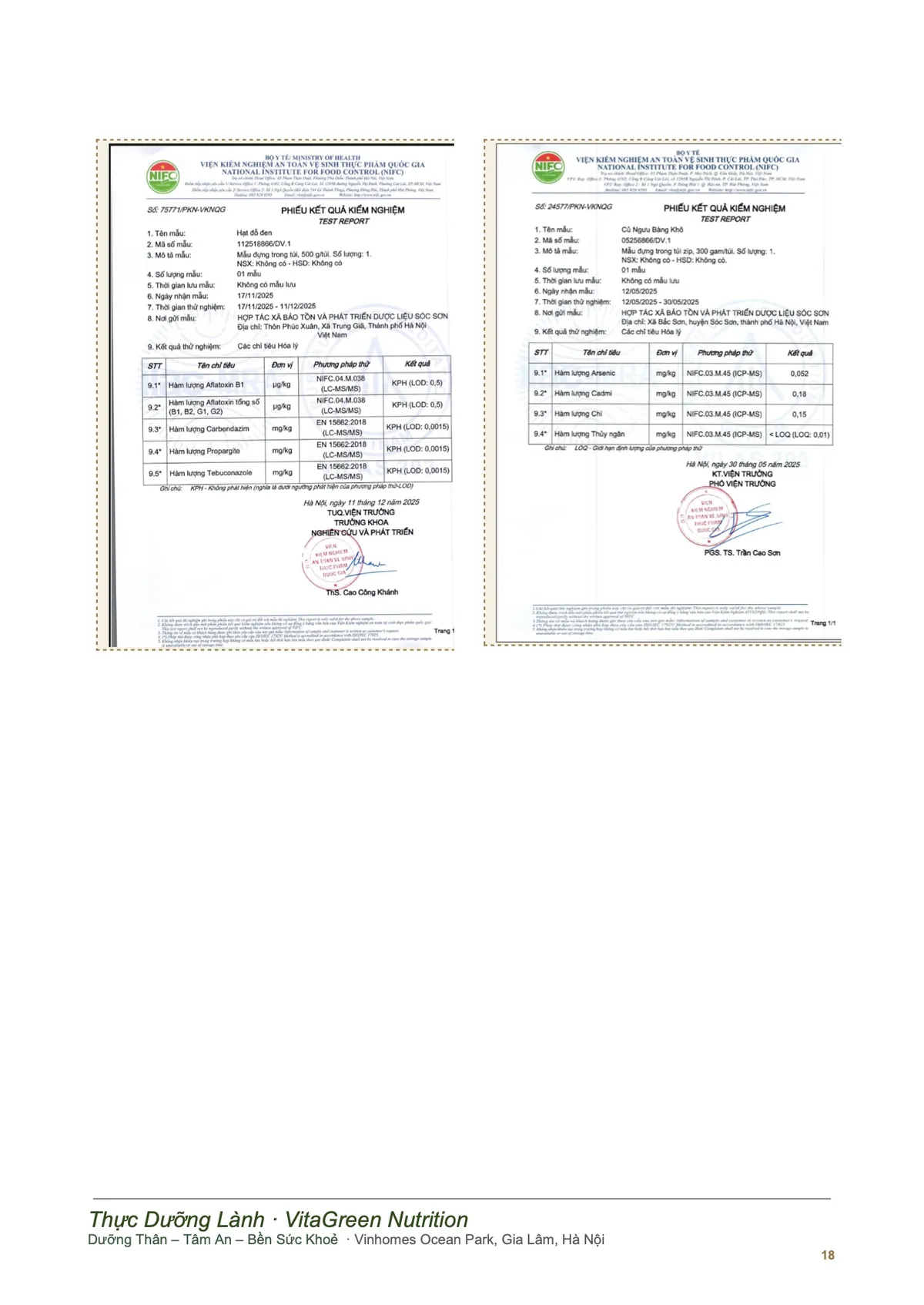 Raw material test reports for black beans and burdock root